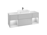 Villeroy und Boch Finion Waschtischunterschrank F451MTGJ 160x60,3cm, Abdeckplatte white matt, Regale White matt lacquer, Light grey matt