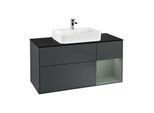 Villeroy und Boch Finion Waschtischunterschrank G422GMHG 120cm, Abdeckplatte black matt, Emotion, Regal rechts Olive matt, Midnight Blue Matt Lacquer