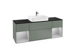 Villeroy und Boch Finion Waschtischunterschrank G452GJGM 160cm, Abdeckplatte black matt, Emotion, Regale Light grey matt lacquer, Olive Matt Lacquer