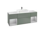Villeroy und Boch Finion Waschtischunterschrank F451GJGM 160x60,3cm, Abdeckplatte white matt, Regale Light grey matt lacquer, Olive Matt Lacquer