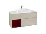 Villeroy und Boch Finion Waschtischunterschrank G411HBHH 120cm, Abdeckplatte white matt, Emotion, Regal links Peony, Sand Matt Lacquer
