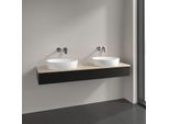 Villeroy und Boch Antao Waschtisch-Unterschrank L17113PD 160x19x50cm, Waschbeckenplattenfarbe botticino, black matt lacquer, Mit Beleuchtung