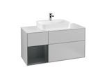 Villeroy und Boch Finion Waschtischunterschrank G411HGGJ 120cm, Abdeckplatte white matt, Emotion, Regal links Midnight Blue Matt Lacquer, Light grey matt