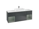 Villeroy und Boch Finion Waschtischunterschrank G451GMHG 160cm, Abdeckplatte white matt, Emotion, Regale Olive matt lacquer, Midnight Blue Matt Lacquer