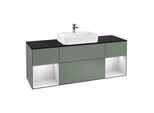 Villeroy und Boch Finion Waschtischunterschrank G452MTGM 160cm, Abdeckplatte black matt, Emotion, Regale White matt lacquer, Olive Matt Lacquer