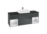 Villeroy und Boch Finion Waschtischunterschrank G452MTHG 160cm, Abdeckplatte black matt, Emotion, Regale White matt lacquer, Midnight Blue Matt Lacquer