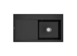 Villeroy und Boch Subway Style 50 Einbauspüle 335101S5 Becken rechts, Ablaufgarnitur mit Handbetätigung, 900x510mm, Ebony