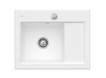 Villeroy & Boch Subway 45 Compact Einbauspüle 331202RW links, mit Ablaufgarnitur und Exzenterbetätigung, 650 x 510 mm, Stone White