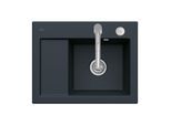 Villeroy & Boch Subway 45 Compact Einbauspüle 331302S5 rechts, mit Ablaufgarnitur und Exzenterbetätigung, 650 x 510 mm, Ebony