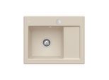 Villeroy und Boch Subway 45 Compact Einbauspüle 331202AM links, mit Ablaufgarnitur, Excenterbetätigung, 650 x 510 mm, almond CeramicPlus
