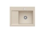 Villeroy und Boch Subway 45 Compact Einbauspüle 331302AM rechts, mit Ablaufgarnitur, Excenterbetätigung, 650 x 510 mm, almond CeramicPlus