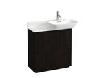 LAUFEN BASE für INO Waschtischunterschrank H4030041102631 77x77cm, 2 Schubladen, Griffleiste Aluminium schwarz, Ulme dunkel