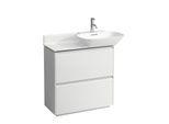 LAUFEN BASE für INO Waschtischunterschrank H4030021102611 77x77cm, 2 Schubladen, Griffleiste Aluminium eloxiert, weiß glänzend