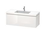 Duravit L-Cube Waschtisch-Unterschrank LC6919O8585 120 x 48 cm, 1 Hahnloch, weiß hochglanz, 1 Auszug