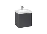 Villeroy und Boch Subway 3.0 Waschtisch-Unterschrank C58100VR 42,3x42,9x37,75cm, Schanier links/Griff Aluminium glänzend, graphite