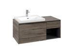 Villeroy und Boch Subway 3.0 Waschtisch-Unterschrank C572L1RK 100,1x42,25x51,6cm, mit LED/Griff Volcano black, stone oak