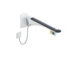 Hewi 802 LifeSystem Stützklappgriff 802.50.45060GU 750 mm, weiß hochglanz/anthrazit matt, Spülauslösung, Funktionstaste links