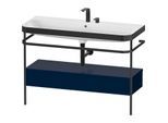 Duravit Happy D.2 Plus Möbelwaschtisch-Kombination HP4744E98980000 117,5x49cm, mit Metallkonsole, 2 Hahnlöcher, nachtblau seidenmatt