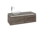 Villeroy und Boch Legato Waschtischunterschrank B579L0RK 120x38x50cm, Waschtisch links, mit LED-Beleuchtung, Stone Oak