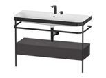 Duravit Happy D.2 Plus Möbelwaschtisch-Kombination HP4744E80800000 117,5x49cm, mit Metallkonsole, 2 Hahnlöcher, graphit supermatt