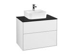 Villeroy und Boch Finion Waschtischunterschrank F08200GF 80x60,3x50,1cm, Abdeckplatte black matt, Glossy white lacquer