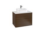 Villeroy und Boch Finion Waschtischunterschrank F08100GN 80x60,3x50,1cm, Abdeckplatte white matt, Walnut veneer