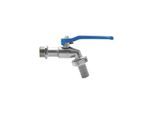 ASW Kugel-Auslaufventil 422508 3/4", Griff blau, Messing matt verchromt, mit Schlauchverschraubung