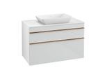 Villeroy und Boch Venticello Waschtisch-Unterschrank A94105RE 95,7 x 60,6 x 50,2 cm, Waschtisch mittig, Griff Copper, Glass Glossy White