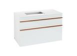 Villeroy und Boch Venticello Waschtisch-Unterschrank A94205RE 95,7 x 60,6 x 50,2 cm, Waschtisch links, Griff Copper, Glass Glossy White