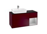 Villeroy und Boch Finion Waschtischunterschrank G152GJHB 120cm, Abdeckplatte black matt, Emotion, Regal links Light grey matt, Peony Matt