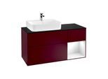 Villeroy und Boch Finion Waschtischunterschrank G152GFHB 120cm, Abdeckplatte black matt, Emotion, Regal links Glossy white lacquer, Peony Matt