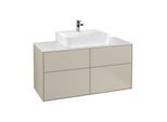 Villeroy und Boch Finion Waschtischunterschrank G13100HH 120x60,3cm, Emotion, Abdeckplatte white matt, Sand Matt Lacquer