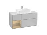 Villeroy und Boch Finion Waschtischunterschrank G161PCGJ 120cm, Abdeckplatte white matt, Emotion, Regal links Oak Veneer, Light grey matt