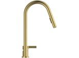 Ideal Standard Gusto Küchen-2-Loch-Armatur BD424A2 brushed gold, mit hohem Rohrauslauf und herausziehbarer 2-Funktionshandbrause
