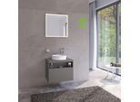 Keuco Stageline Waschtisch-Unterschrank 32855290000 65 x 55 x 49 cm, Lack Inox Seidenmatt, Glas Inox satiniert, ohne Elektrik, Hahnlochbohrung rechts