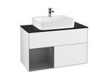 Villeroy und Boch Finion Waschtischunterschrank F112GKGF 100cm, Abdeckplatte white matt, Regal links Anthracite matt, Glossy white lacquer