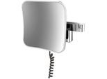 Emco evo LED-Rasier-/Kosmetikspiegel 109506051 chrom, Vergrößerung 5-fach, 209 mm, 2-armig, eckig, Stecker