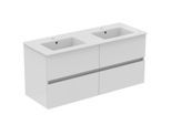 Ideal Standard Eurovit Plus Möbelwaschtisch-Paket R0577WG Hochglanz weiß lackiert, 121,5x45,5x56,5cm, je 1 Hahnloch