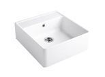 Villeroy und Boch Spülstein Einzelbecken 632062RW Ablaufgarnitur, Exzenterbetätigung, Befestigungssatz, Stone White