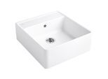 Villeroy und Boch Spülstein Einzelbecken 632061RW Ablaufgarnitur, Handbetätigung, Befestigungssatz, Stone White
