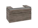 Villeroy und Boch Legato Waschtischunterschrank B695L0RK 100x55x50cm, Waschtisch mittig, mit LED-Beleuchtung, Stone Oak