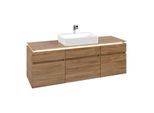 Villeroy und Boch Legato Waschtischunterschrank B762L0RH 160x55x50cm, Waschtisch mittig, mit LED-Beleuchtung, Kansas Oak