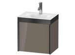 Duravit XViu Waschtisch-Unterschrank XV4630OB289P 45x33,3cm, 1 Tür, links, 1 Hahnloch, schwarz matt, Rahmen P, flannel grey hochglanz