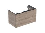 Geberit One Waschtisch-Unterschrank 505263006 88,8 x 50,4 x 47 cm, Nussbaum hickory/Melamin Holzstruktur, 2 Schubladen