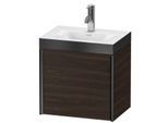 Duravit XViu Waschtisch-Unterschrank XV4630OB269P 45x33,3cm, 1 Tür, links, 1 Hahnloch, schwarz matt, Rahmen P, nussbaum gebürstet