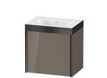 Duravit XViu Waschtisch-Unterschrank XV4631NB289P 45x33,3cm, 1 Tür, rechts, ohne Hahnloch, schwarz matt, Rahmen P, flannel grey hochglanz