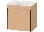 Duravit XViu Waschtisch-Unterschrank XV4630NB212C 45x33,3cm, 1 Tür, links, ohne Hahnloch, schwarz matt, Rahmen C, eiche gebürstet