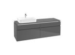 Villeroy & Boch Legato Waschtischunterschrank B764L0FP 160x55x50cm, mit LED-Beleuchtung, Glossy Grey