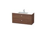 Duravit Brioso c-bonded Waschtisch mit Unterschrank 120 cm BR4608N1021 Waschtisch-Set, 120x48 cm, ohne Hahnloch, Nussbaum Dunkel/Chrom