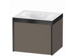 Duravit XViu Waschtisch-Unterschrank XV4609NB290P 60x48cm, 1 Auszug, ohne Hahnloch, schwarz matt, Rahmen P, flannel grey seidenmatt